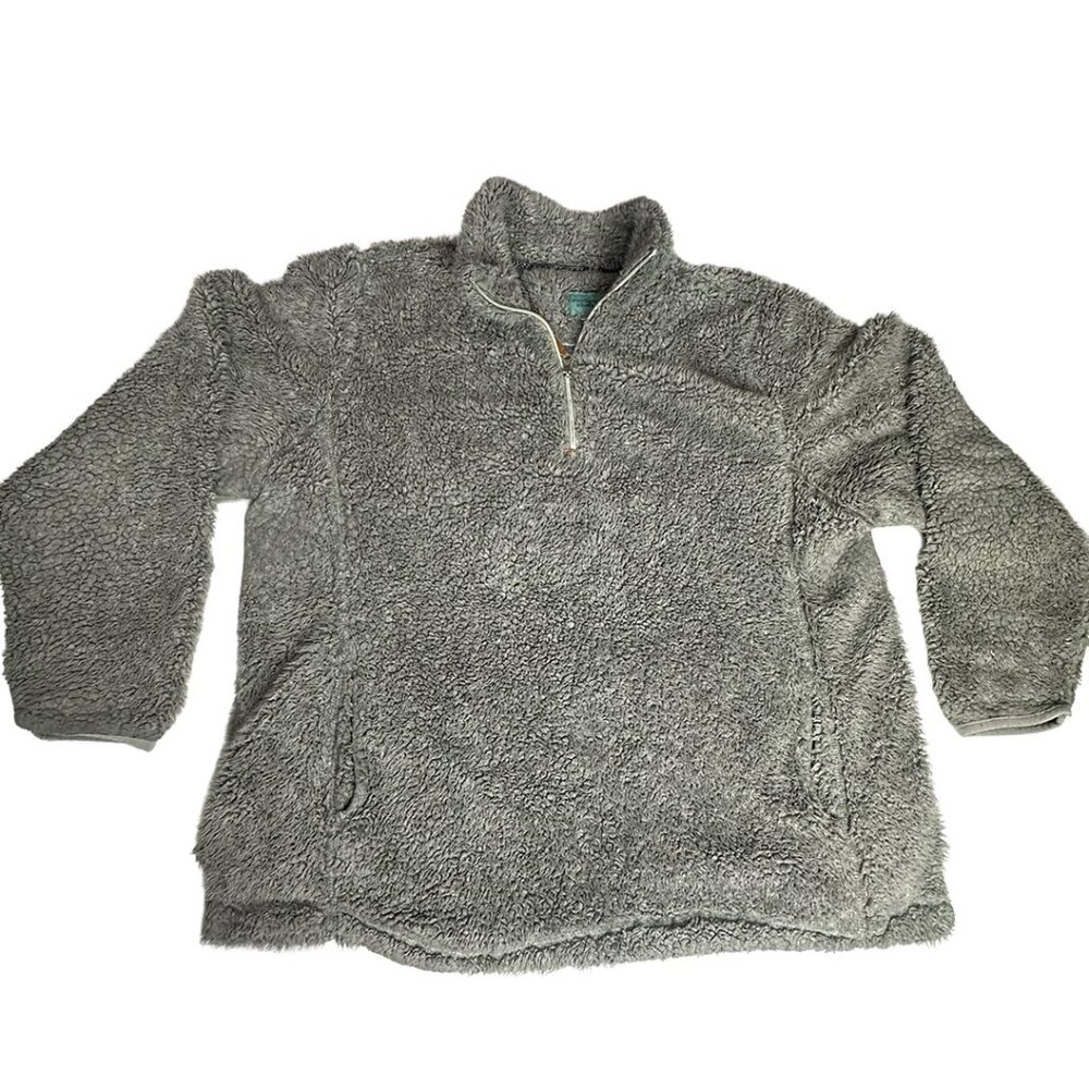 Woodland Square Gray Sherpa Womens 1X Pullover